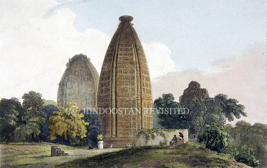 /data/Original Prints/Noteable Artists and Works/HINDOO TEMPLES AT BINDRABUND ON THE RIVER JUMNA.jpg